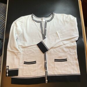 Women’s White and Black Cardigan Sweater